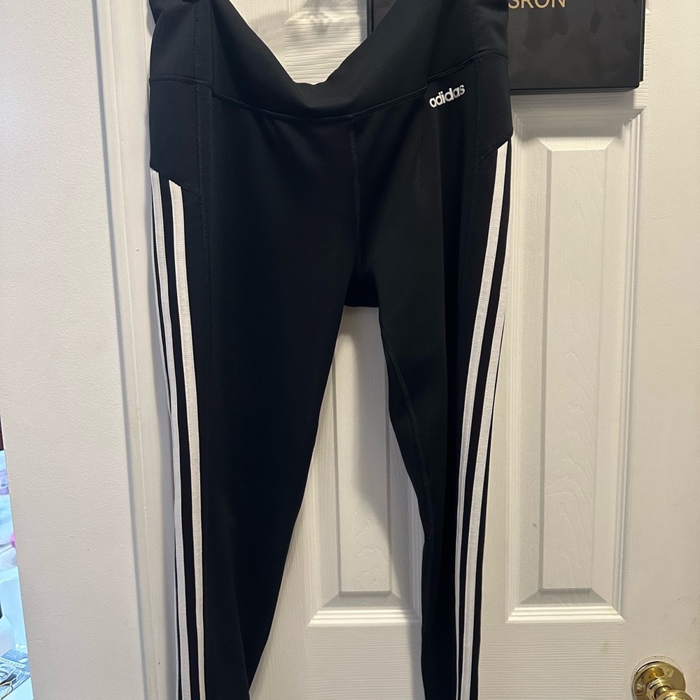 TWO PAIRS Adidas Black/white and Adidas Gray athletic pants